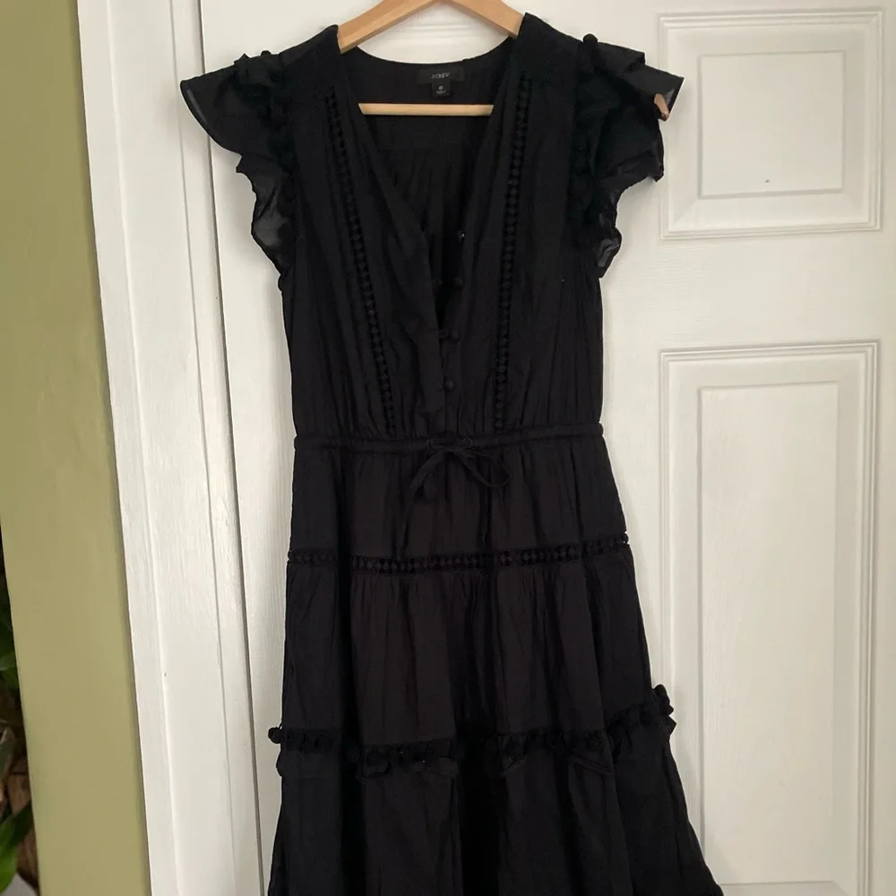 J Crew Black Ruffled Dress - Picture 1 of 5